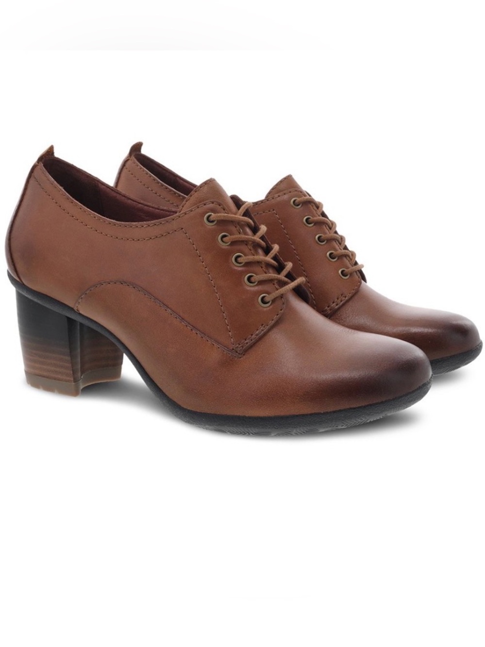 Dansko Women's Brown Pennie Pecan Waterproof Lace-Up Chunky Heel Oxfords Sz 38